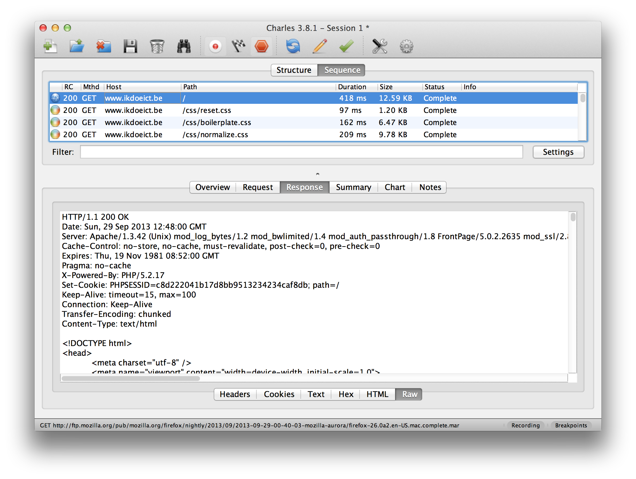 Charles example: google.be: Response