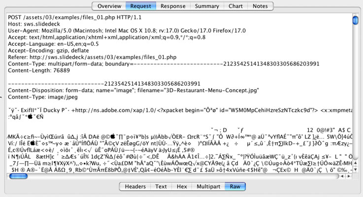 Charles output of a file sent via POST