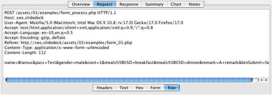 Charles output of a form sent via POST